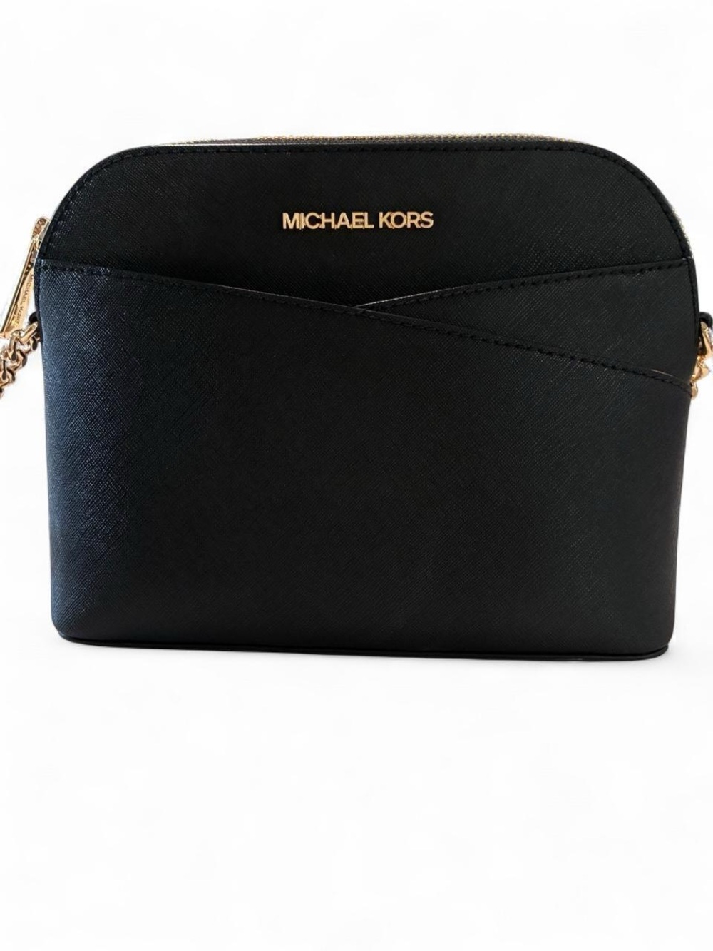 Michael Kors Black Crossbody with Gold Chain Trim